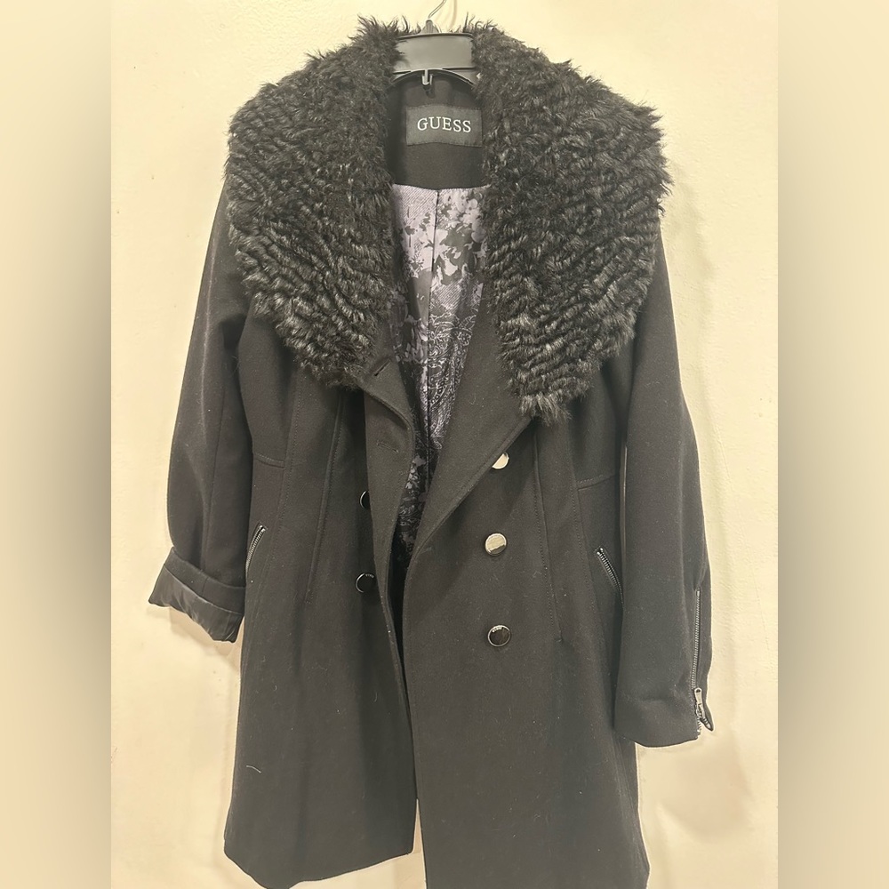 GUESS BLACK PEACOAT SIZE MEDIUM
